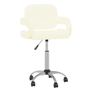 Chaise pivotante de bureau 58 x 50 x 87,5 cm crème similicuir – vue d’ensemble