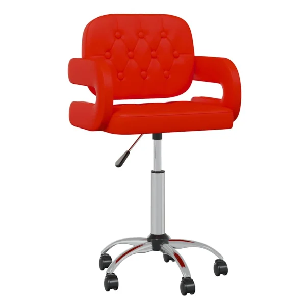 Chaise pivotante de bureau 58 x 50 x 87,5 cm rouge similicuir – vue d’ensemble
