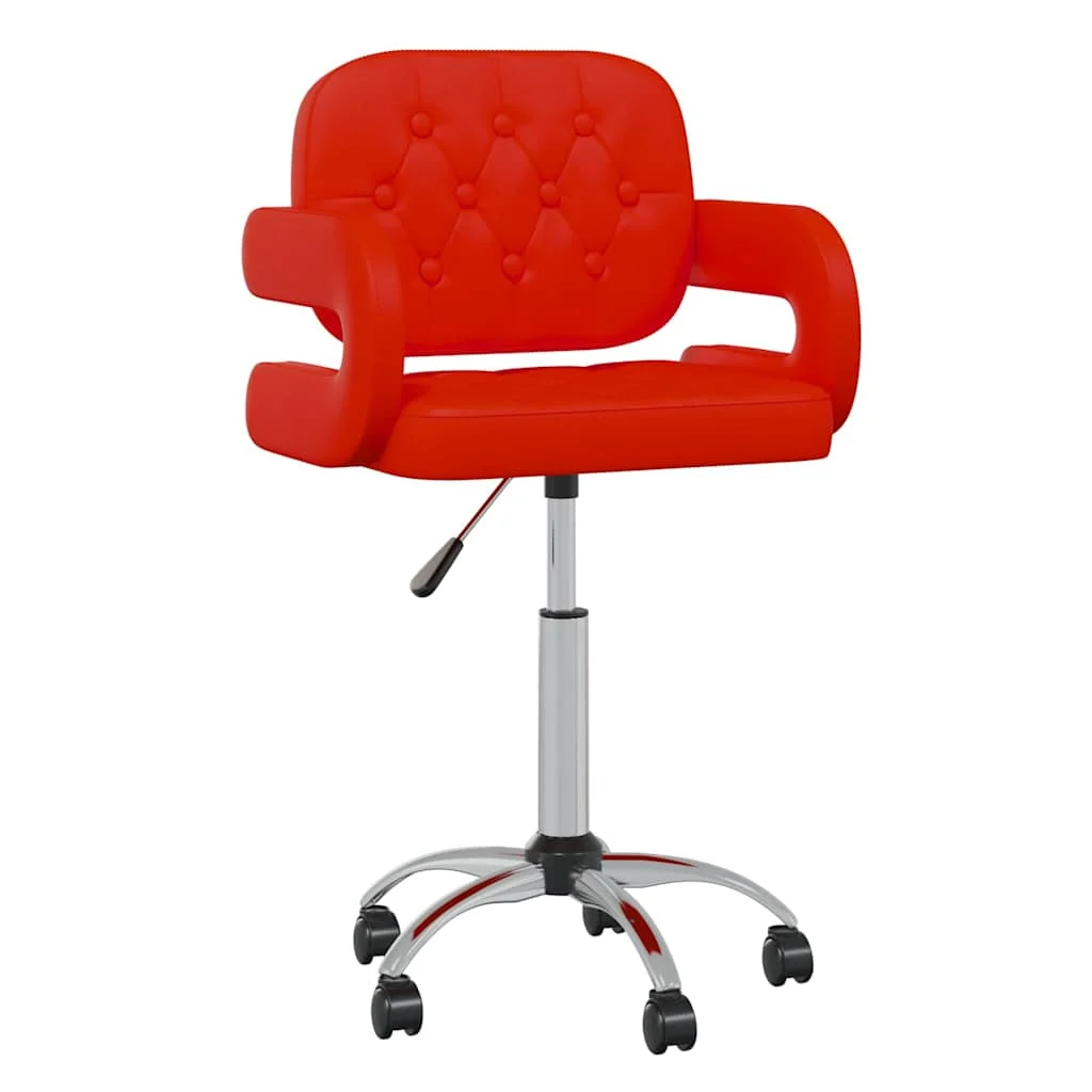 Chaise pivotante de bureau 58 x 50 x 87,5 cm rouge similicuir – vue d’ensemble