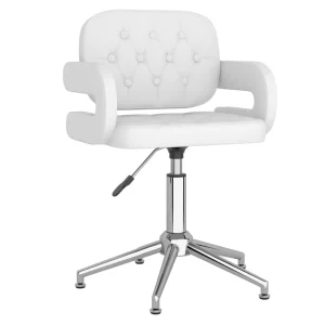 Chaise pivotante de bureau 58 x 50 x 90,5 cm blanc similicuir – vue d’ensemble