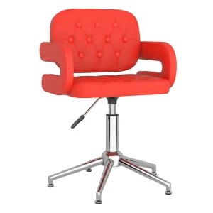 Chaise pivotante de bureau 58 x 50 x 90,5 cm rouge similicuir – vue d’ensemble