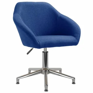 Chaise pivotante de bureau 63 x 56 x 88 cm bleu tissu – vue d’ensemble