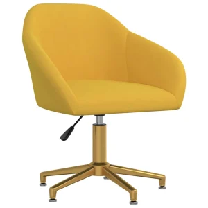 Chaise pivotante de bureau 63 x 56 x 88 cm jaune velours – vue d’ensemble