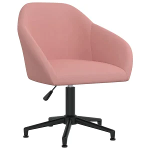 Chaise pivotante de bureau 63 x 56 x 88 cm rose velours – vue d’ensemble