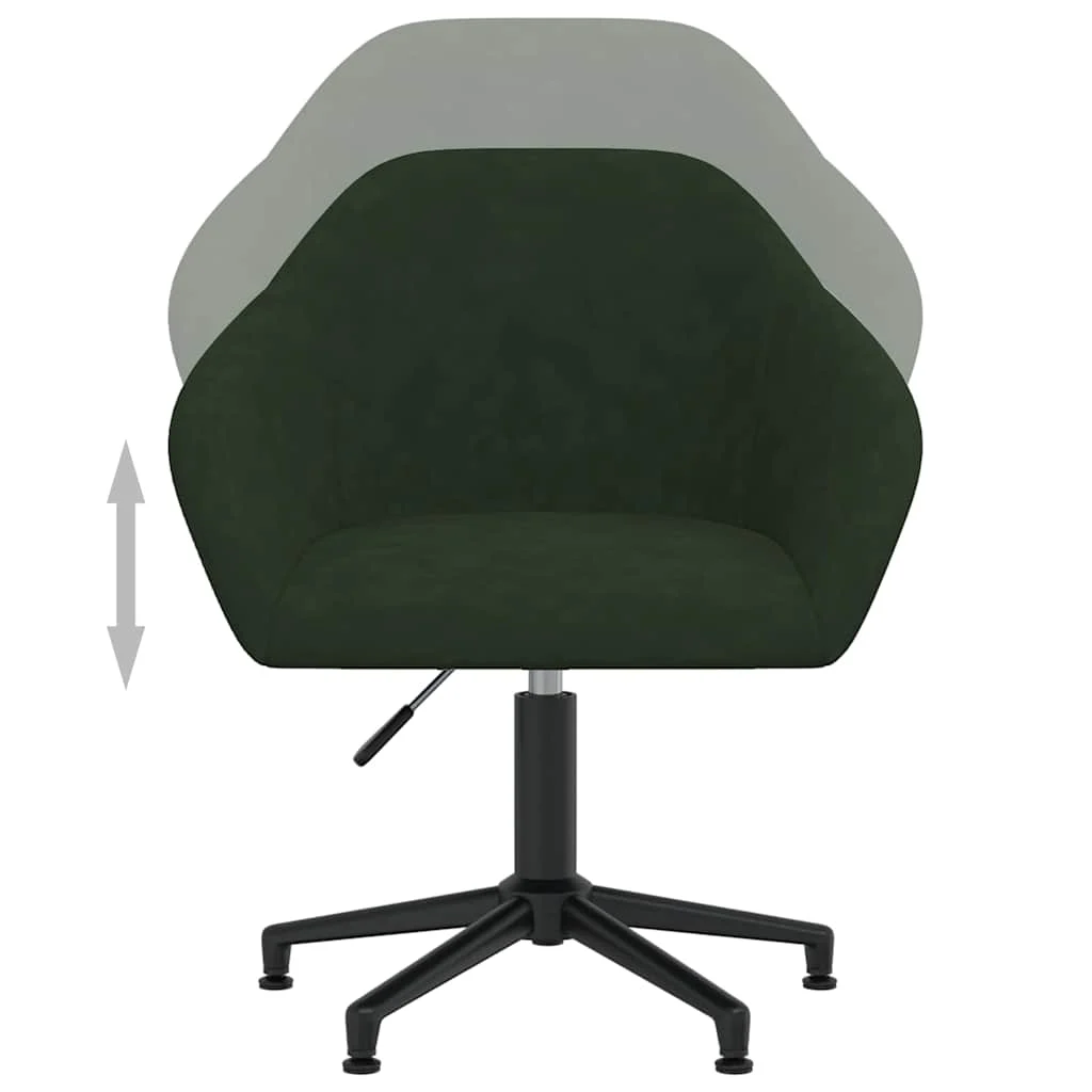 Chaise pivotante de bureau 63 x 56 x 88 cm vert foncé velours – vue de dessus