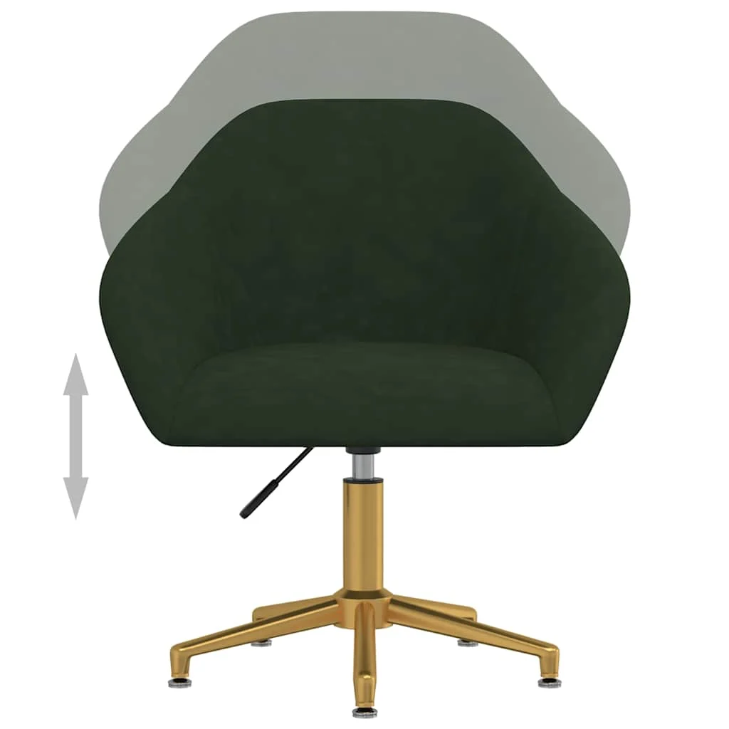 Chaise pivotante de bureau 63 x 56 x 88 cm vert foncé velours – modèle 2 – vue de dessus
