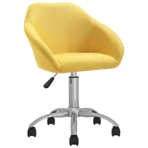 Chaise pivotante de bureau 63 x 56 x 92 cm jaune tissu – vue d’ensemble