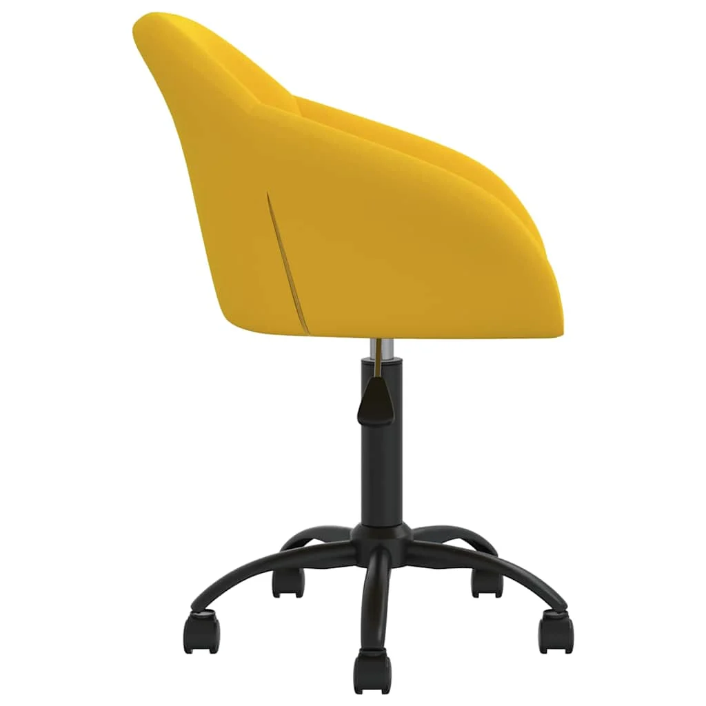 Chaise pivotante de bureau 63 x 56 x 92 cm jaune velours – vue de côté