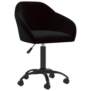 Chaise pivotante de bureau 63 x 56 x 92 cm noir velours – vue d’ensemble