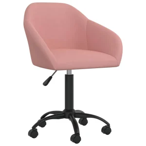 Chaise pivotante de bureau 63 x 56 x 92 cm rose velours – vue d’ensemble