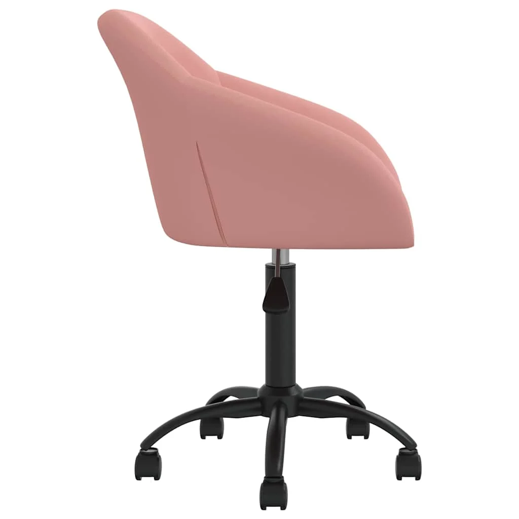 Chaise pivotante de bureau 63 x 56 x 92 cm rose velours – vue de côté