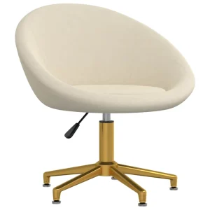 Chaise pivotante de bureau 66,5 x 58,5 x 80 cm crème velours – vue d’ensemble
