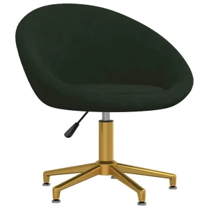 Chaise pivotante de bureau 66,5 x 58,5 x 80 cm vert foncé velours – vue d’ensemble