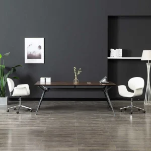 Chaise pivotante de bureau 67 x 62 x 87,5 cm blanc similicuir – vue d’ensemble