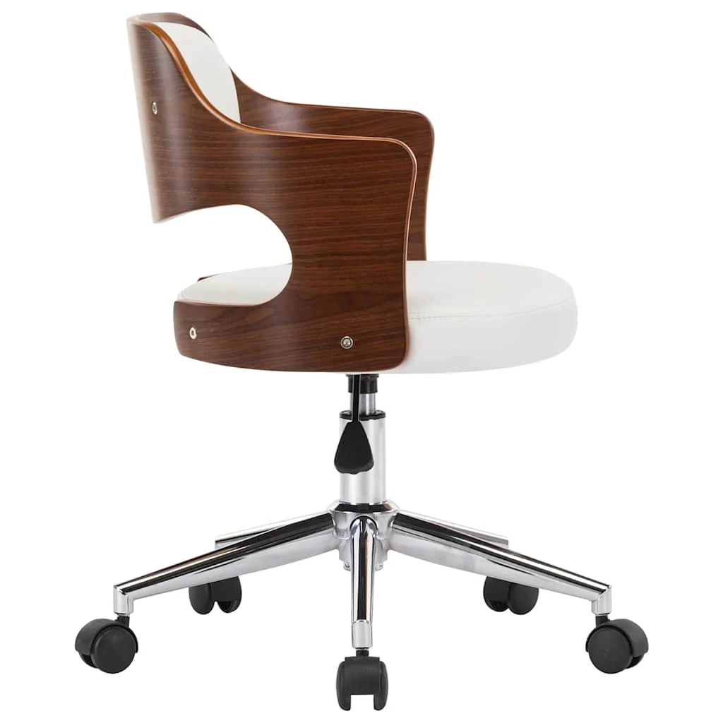 Chaise pivotante de bureau Bois courbé 47,5 x 53 x 76 cm blanc similicuir – vue en situation