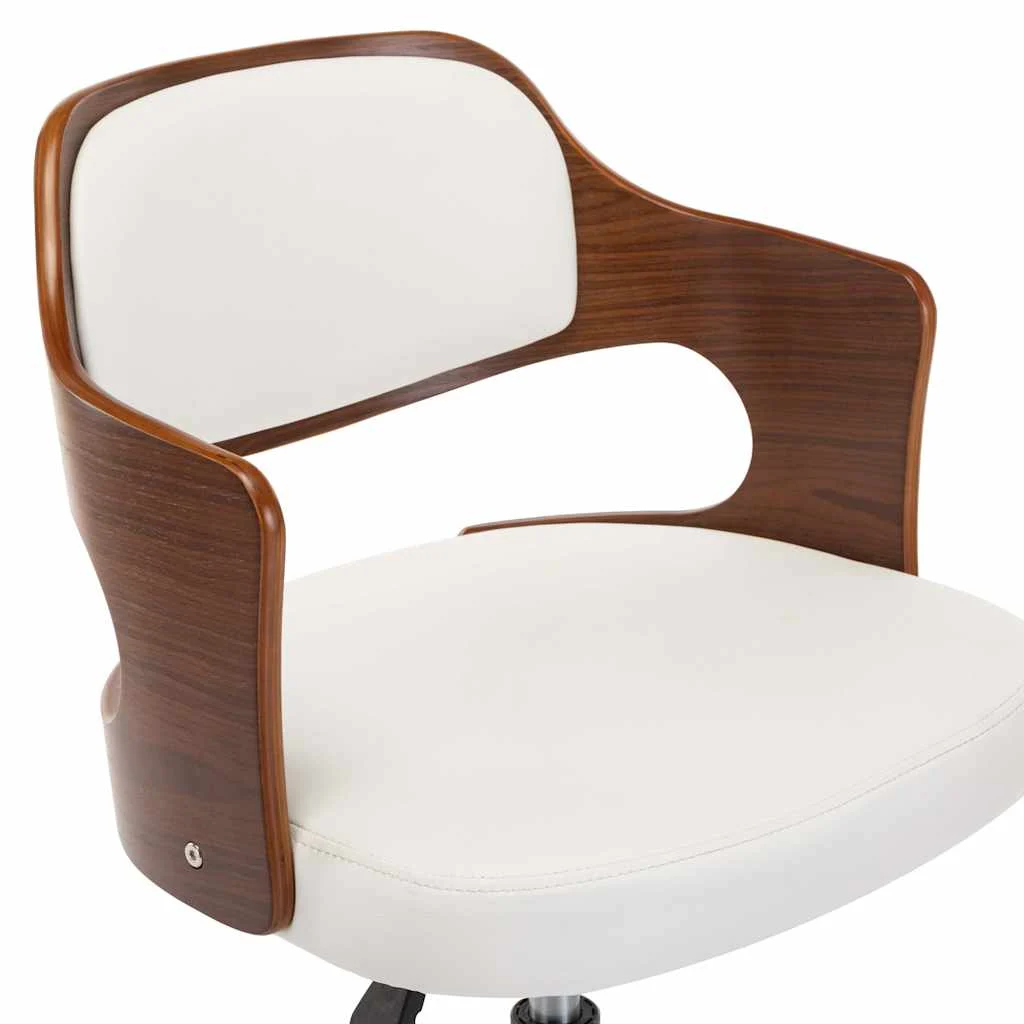 Chaise pivotante de bureau Bois courbé 47,5 x 53 x 76 cm blanc similicuir – vue de dessus