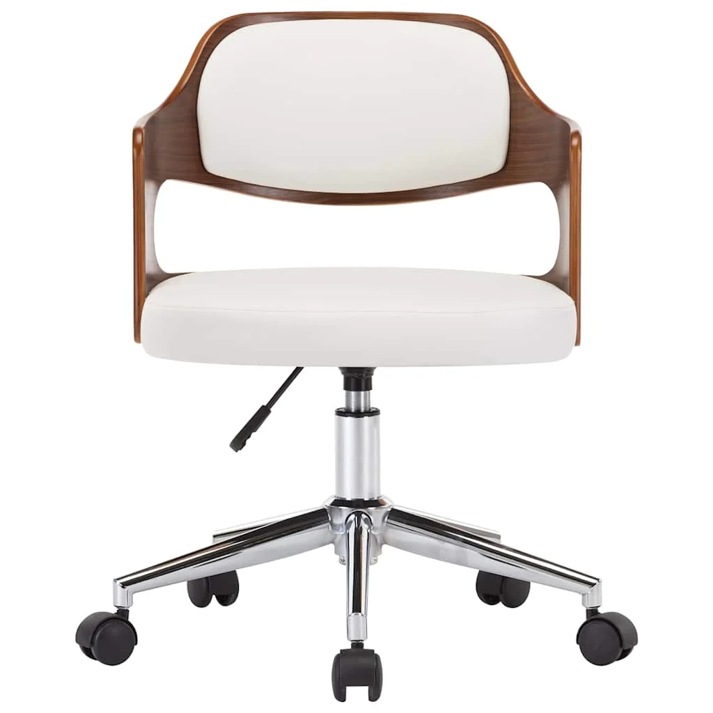 Chaise pivotante de bureau Bois courbé 47,5 x 53 x 76 cm blanc similicuir – vue de côté