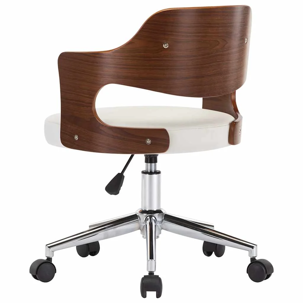 Chaise pivotante de bureau Bois courbé 47,5 x 53 x 76 cm blanc similicuir – vue de détail