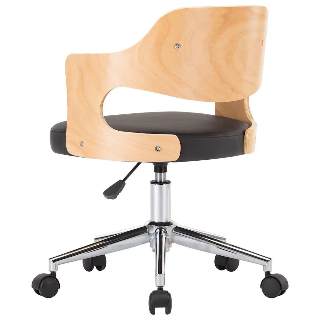 Chaise pivotante de bureau Bois courbé 47,5 x 53 x 76 cm noir et marron clair similicuir – vue en situation