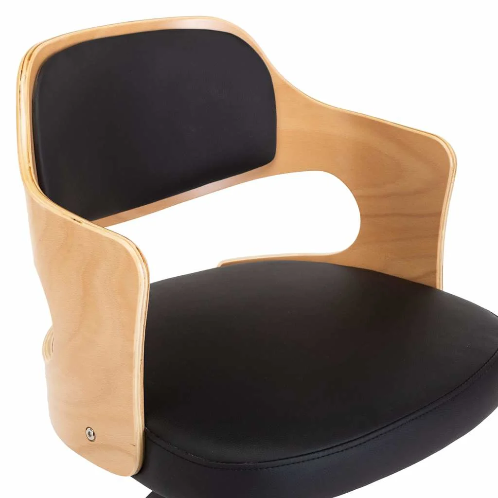 Chaise pivotante de bureau Bois courbé 47,5 x 53 x 76 cm noir et marron clair similicuir – vue de dessus