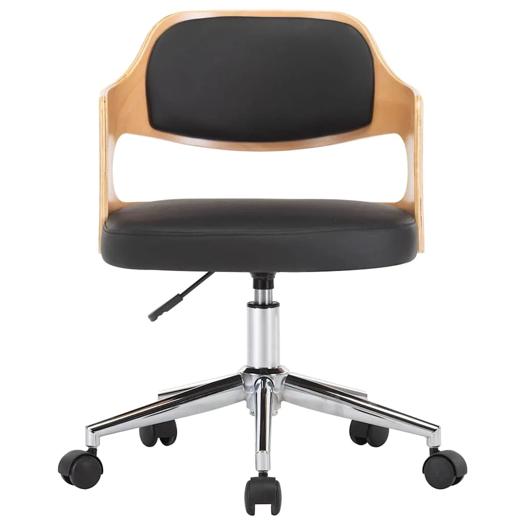 Chaise pivotante de bureau Bois courbé 47,5 x 53 x 76 cm noir et marron clair similicuir – vue de côté