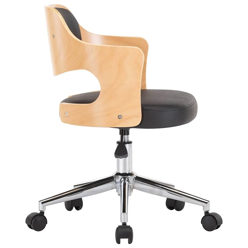 Chaise pivotante de bureau Bois courbé 47,5 x 53 x 76 cm noir et marron clair similicuir – vue de détail