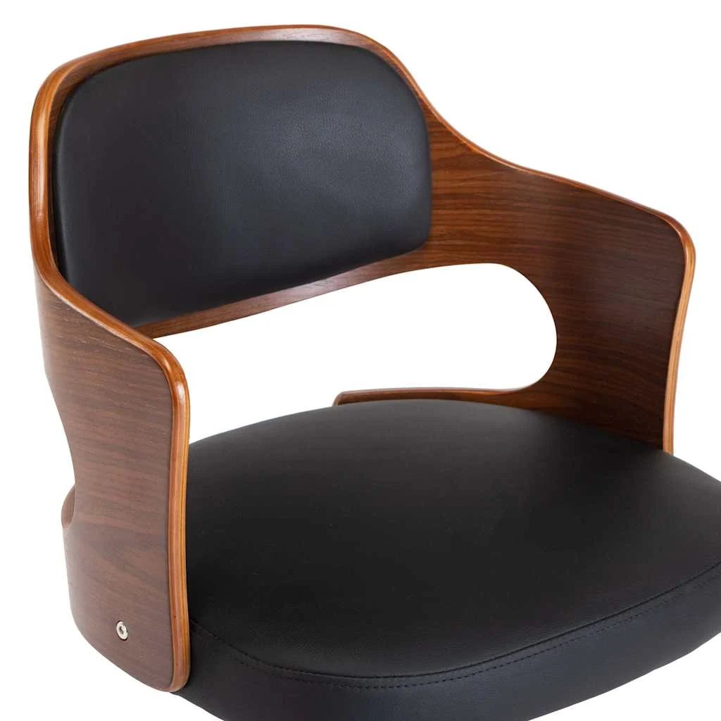 Chaise pivotante de bureau Bois courbé 47,5 x 53 x 76 cm noir et marron foncé similicuir – vue de dessus