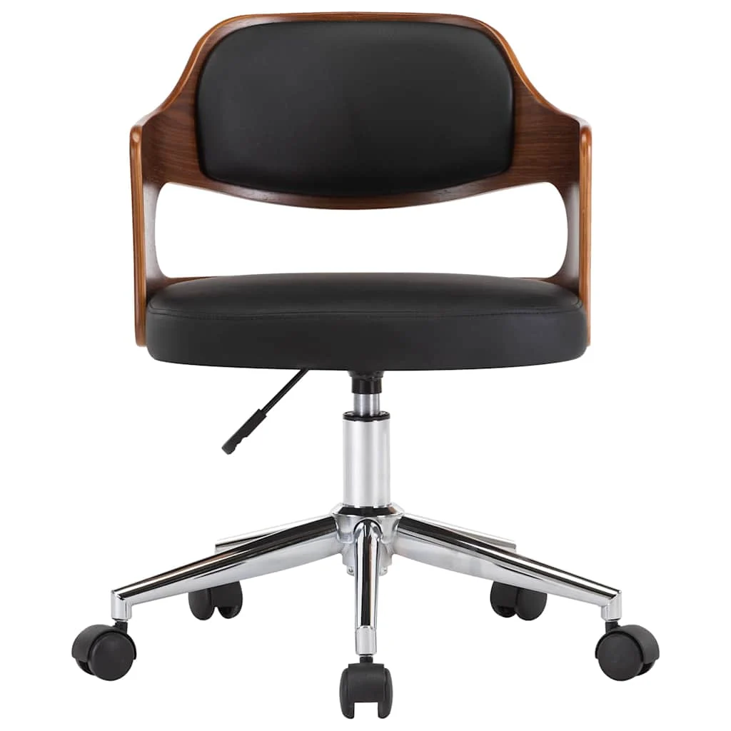 Chaise pivotante de bureau Bois courbé 47,5 x 53 x 76 cm noir et marron foncé similicuir – vue de côté