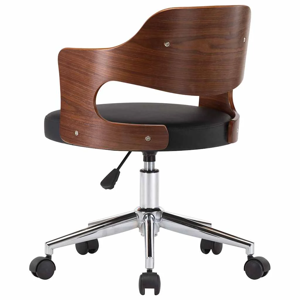 Chaise pivotante de bureau Bois courbé 47,5 x 53 x 76 cm noir et marron foncé similicuir – vue de détail