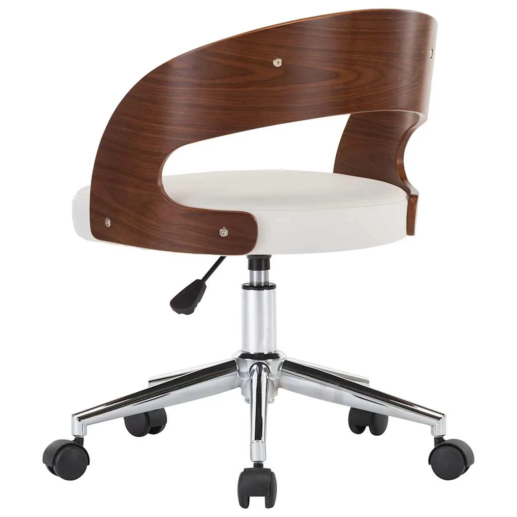 Chaise pivotante de bureau Bois courbé 48 x 53 x 74,5 cm blanc similicuir – vue en situation