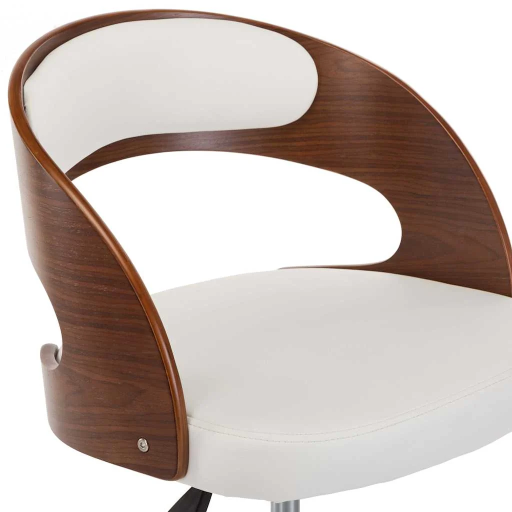 Chaise pivotante de bureau Bois courbé 48 x 53 x 74,5 cm blanc similicuir – vue de dessus