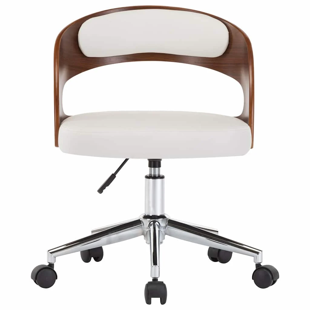 Chaise pivotante de bureau Bois courbé 48 x 53 x 74,5 cm blanc similicuir – vue de côté