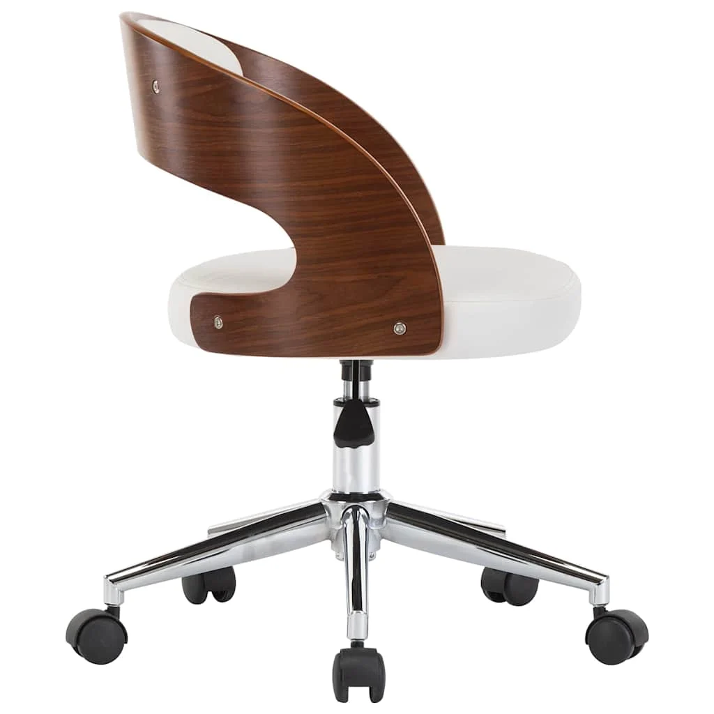 Chaise pivotante de bureau Bois courbé 48 x 53 x 74,5 cm blanc similicuir – vue de détail