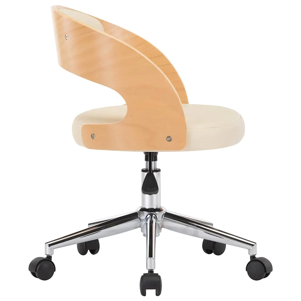 Chaise pivotante de bureau Bois courbé 48 x 53 x 74,5 cm crème similicuir – vue en situation