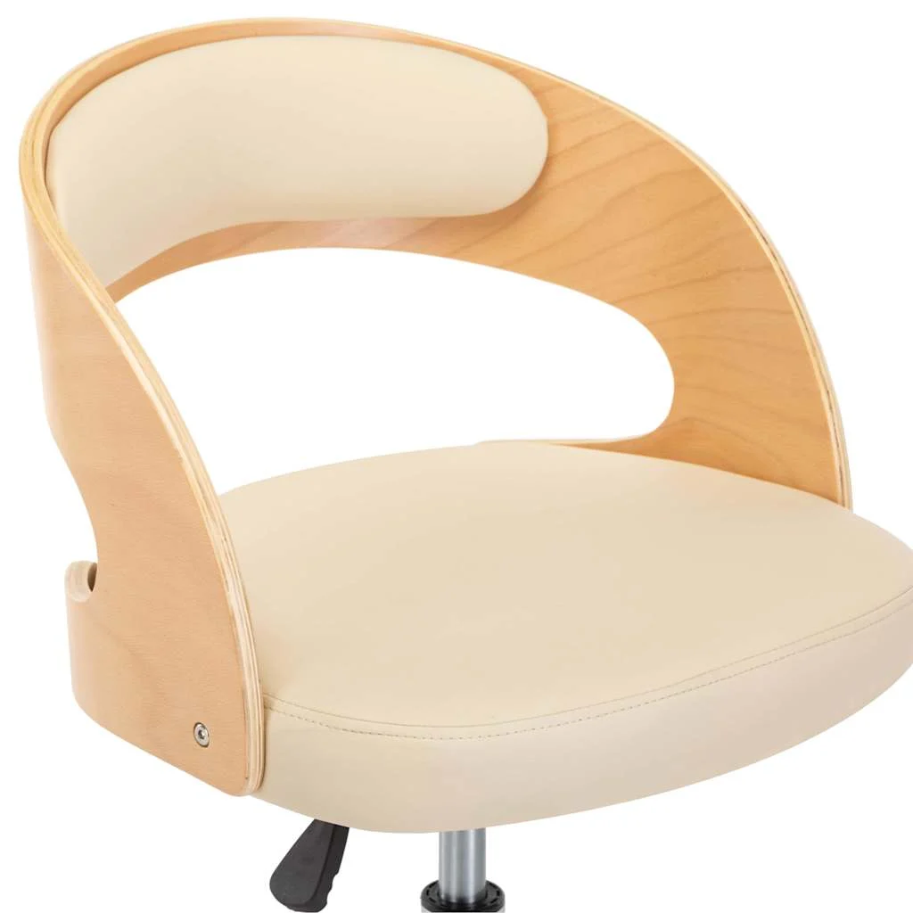 Chaise pivotante de bureau Bois courbé 48 x 53 x 74,5 cm crème similicuir – vue de dessus
