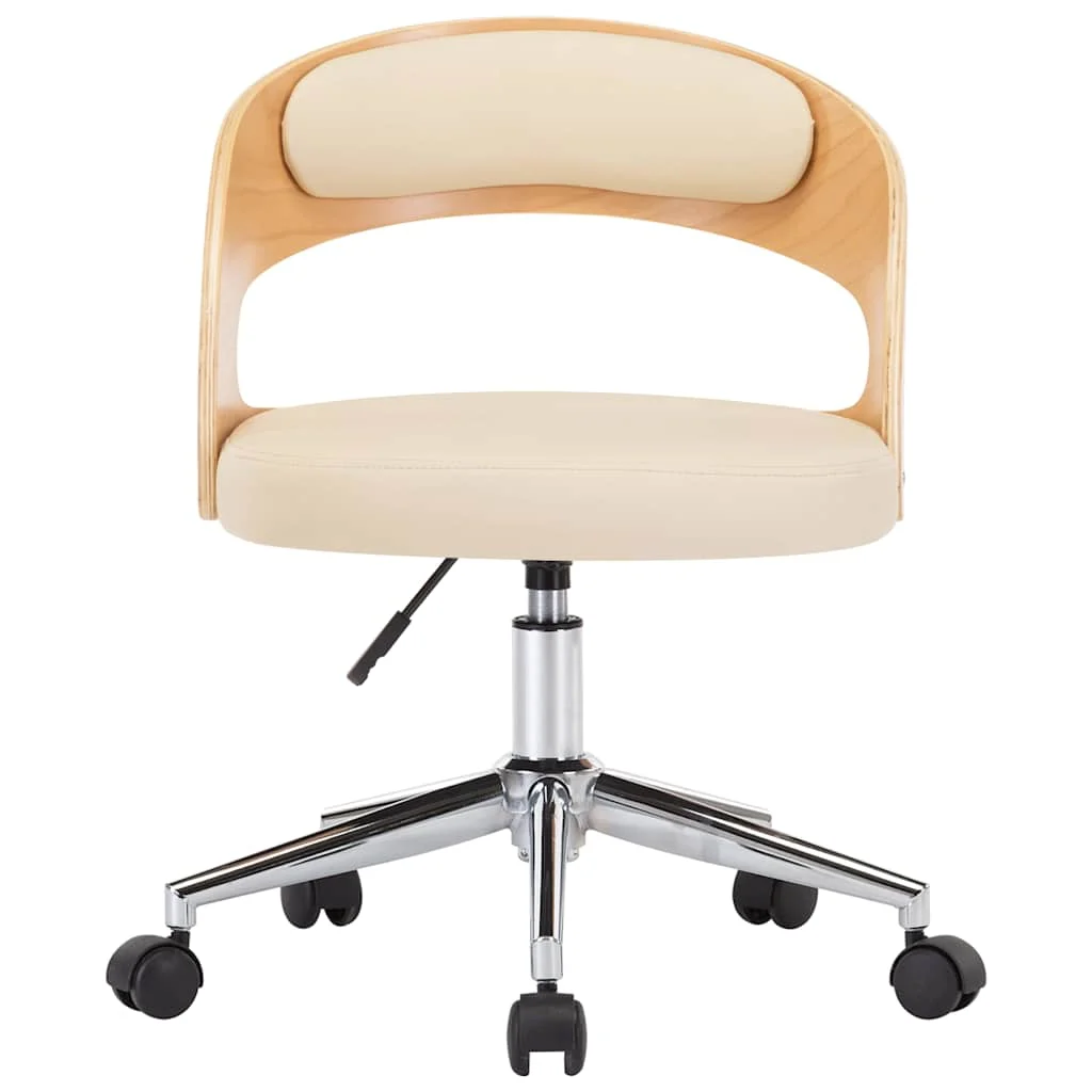Chaise pivotante de bureau Bois courbé 48 x 53 x 74,5 cm crème similicuir – vue de côté