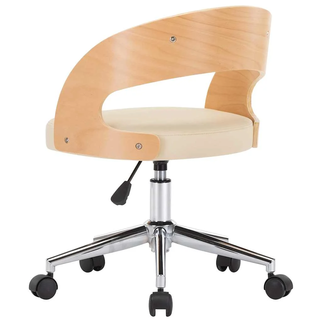 Chaise pivotante de bureau Bois courbé 48 x 53 x 74,5 cm crème similicuir – vue de détail