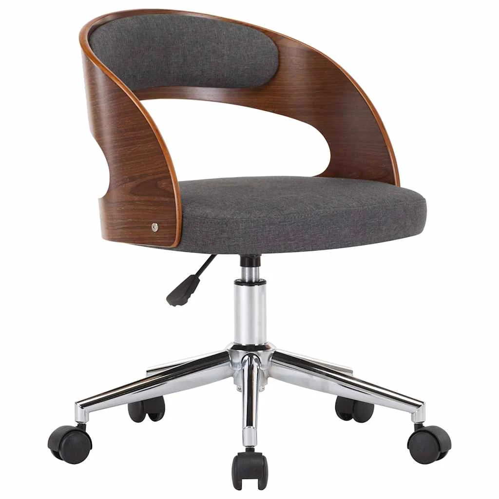Chaise pivotante de bureau Bois courbé 48 x 53 x 74,5 cm gris tissu – vue de face