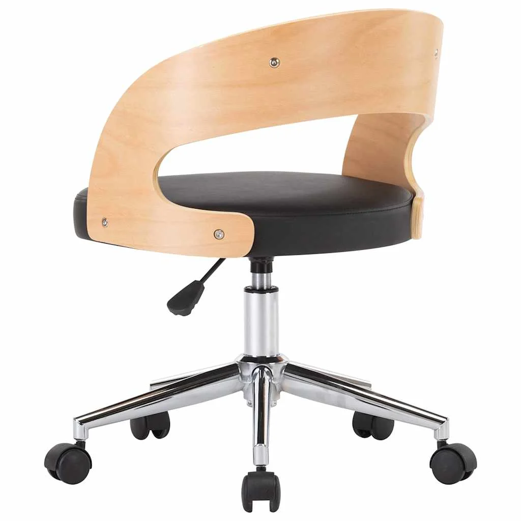 Chaise pivotante de bureau Bois courbé 48 x 53 x 74,5 cm noir et marron clair similicuir – vue en situation