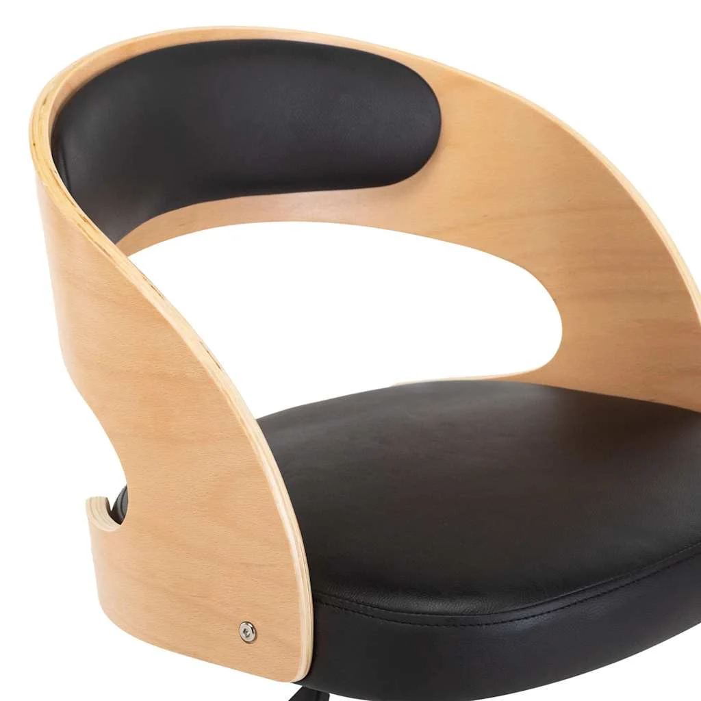 Chaise pivotante de bureau Bois courbé 48 x 53 x 74,5 cm noir et marron clair similicuir – vue de dessus