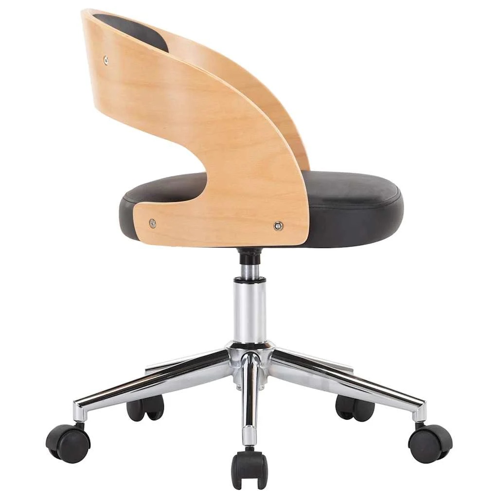 Chaise pivotante de bureau Bois courbé 48 x 53 x 74,5 cm noir et marron clair similicuir – vue de détail