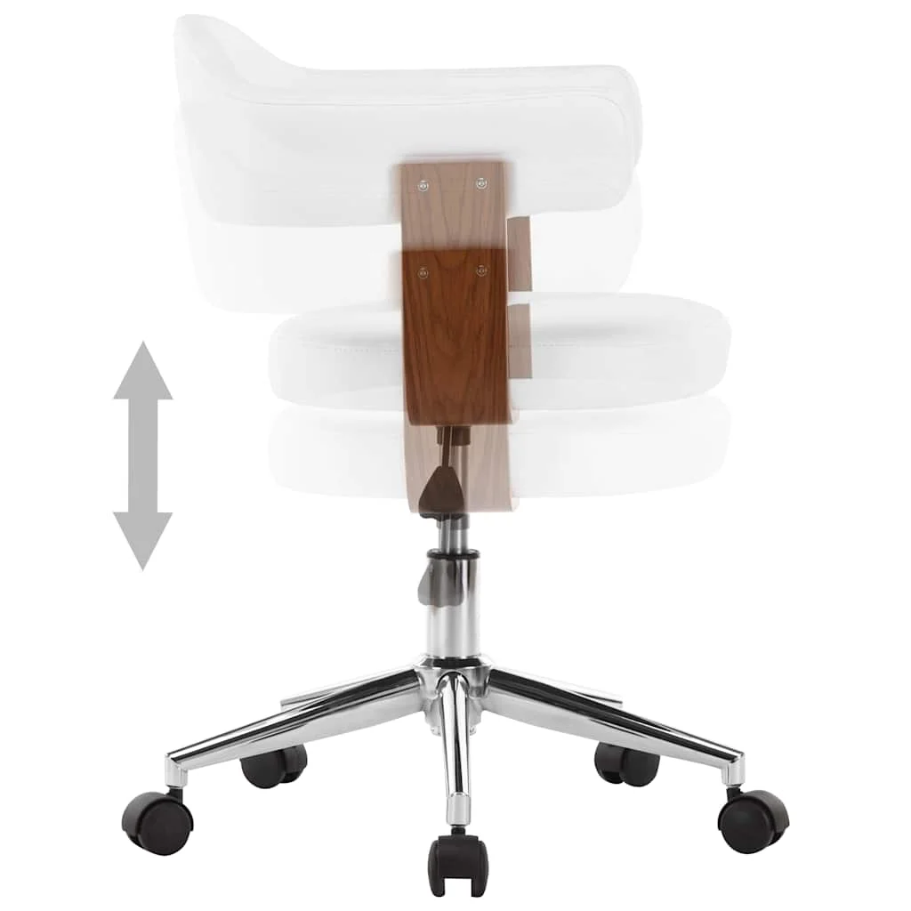 Chaise pivotante de bureau Bois courbé 55 x 50 x 78 cm blanc similicuir – vue de dessus