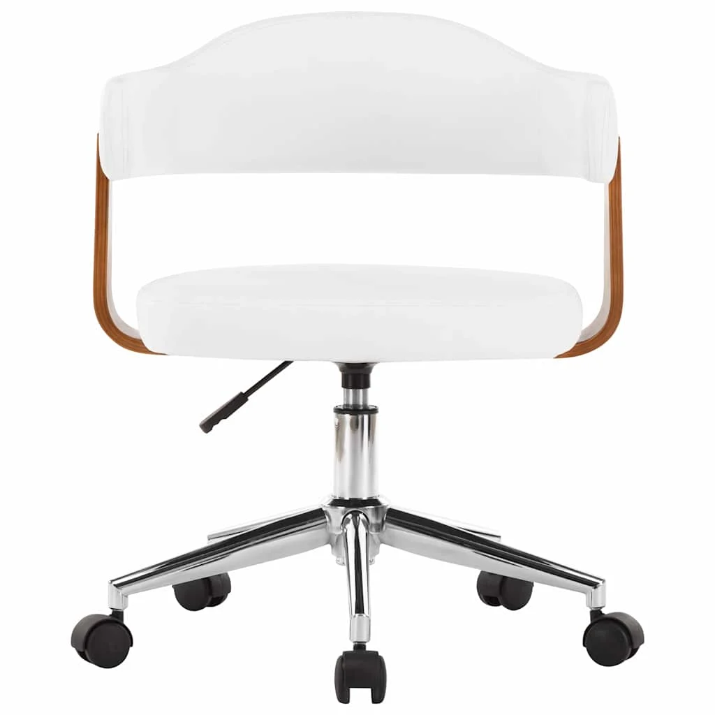 Chaise pivotante de bureau Bois courbé 55 x 50 x 78 cm blanc similicuir – vue de face