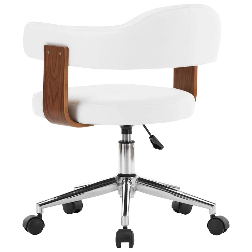 Chaise pivotante de bureau Bois courbé 55 x 50 x 78 cm blanc similicuir – vue de côté