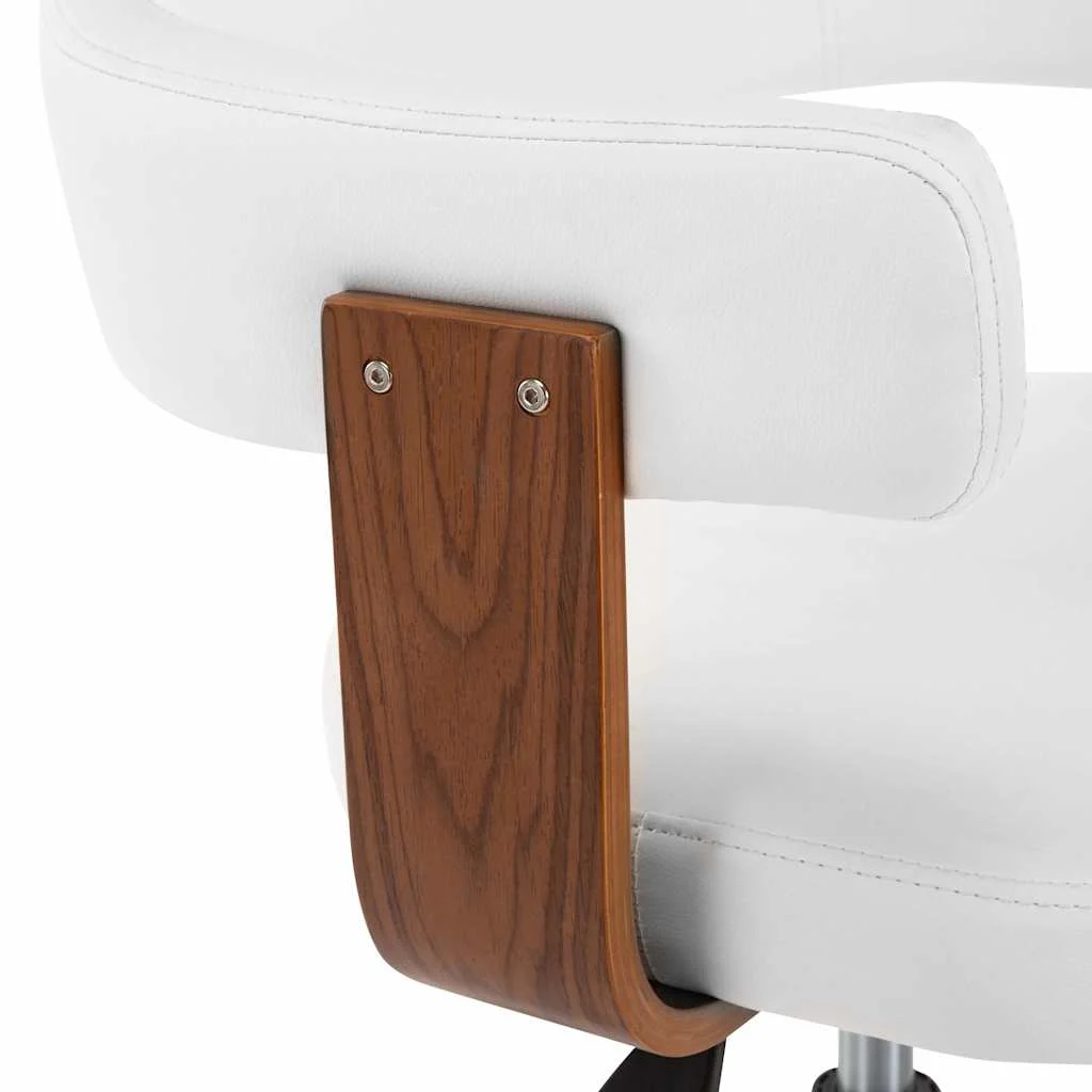 Chaise pivotante de bureau Bois courbé 55 x 50 x 78 cm blanc similicuir – vue de détail