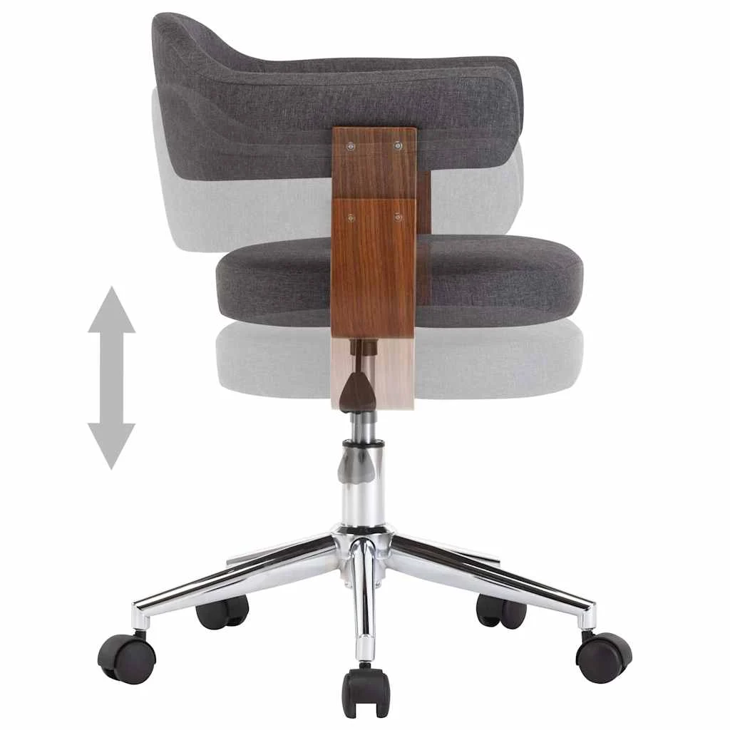Chaise pivotante de bureau Bois courbé 55 x 50 x 78 cm gris tissu – vue de dessus