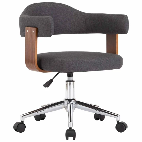 Chaise pivotante de bureau Bois courbé 55 x 50 x 78 cm gris tissu – vue d’ensemble