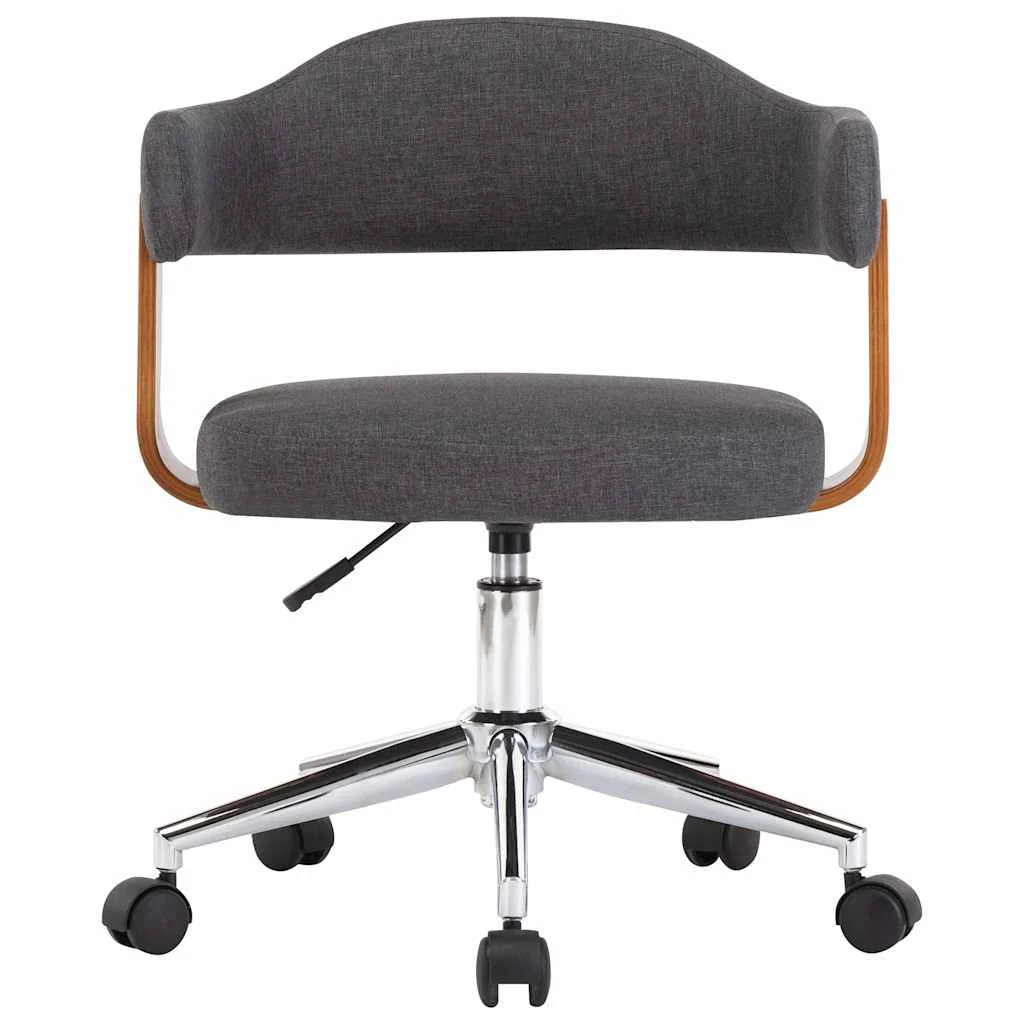 Chaise pivotante de bureau Bois courbé 55 x 50 x 78 cm gris tissu – vue de face