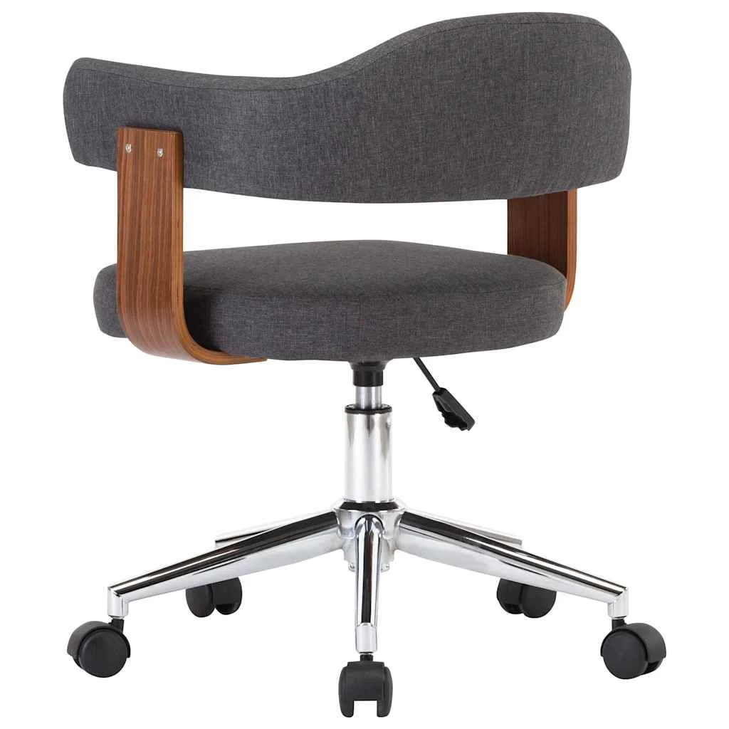 Chaise pivotante de bureau Bois courbé 55 x 50 x 78 cm gris tissu – vue de côté