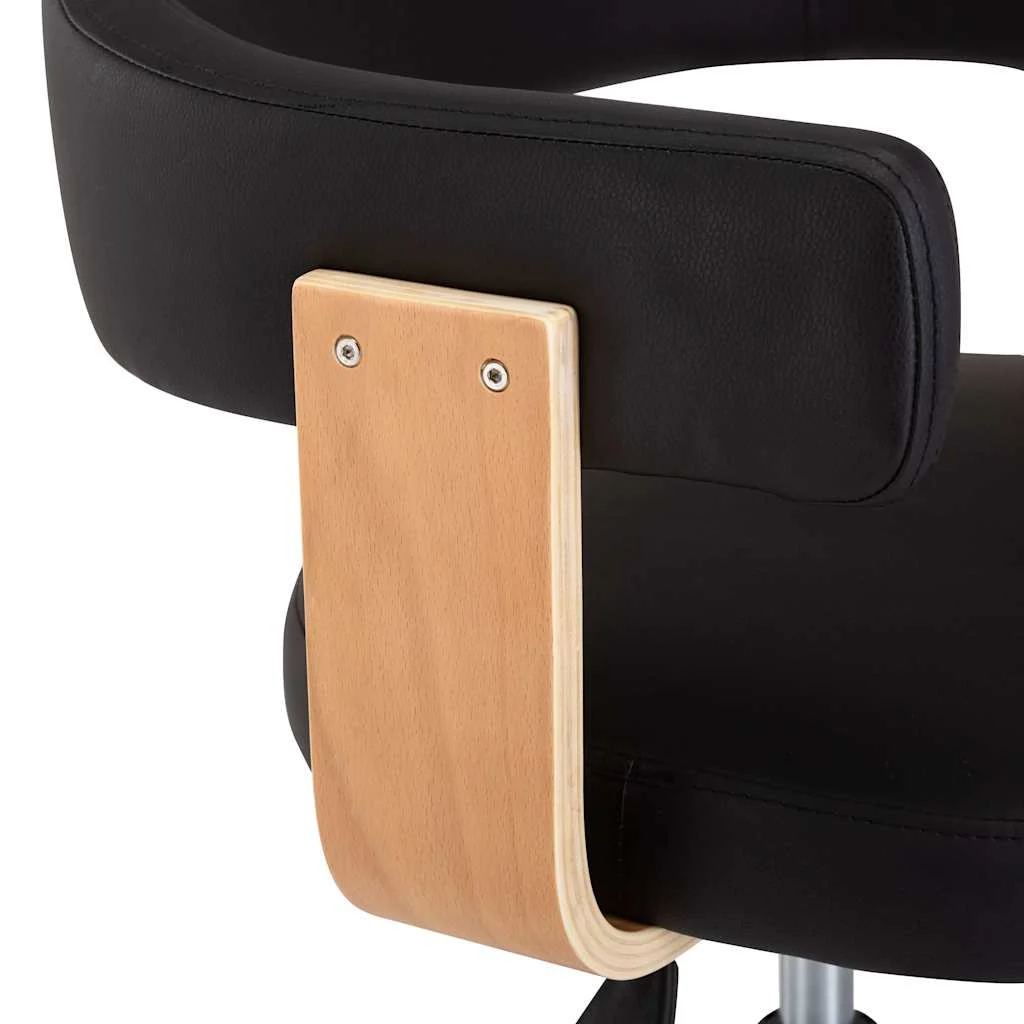 Chaise pivotante de bureau Bois courbé 55 x 50 x 78 cm noir et marron clair similicuir – vue en situation